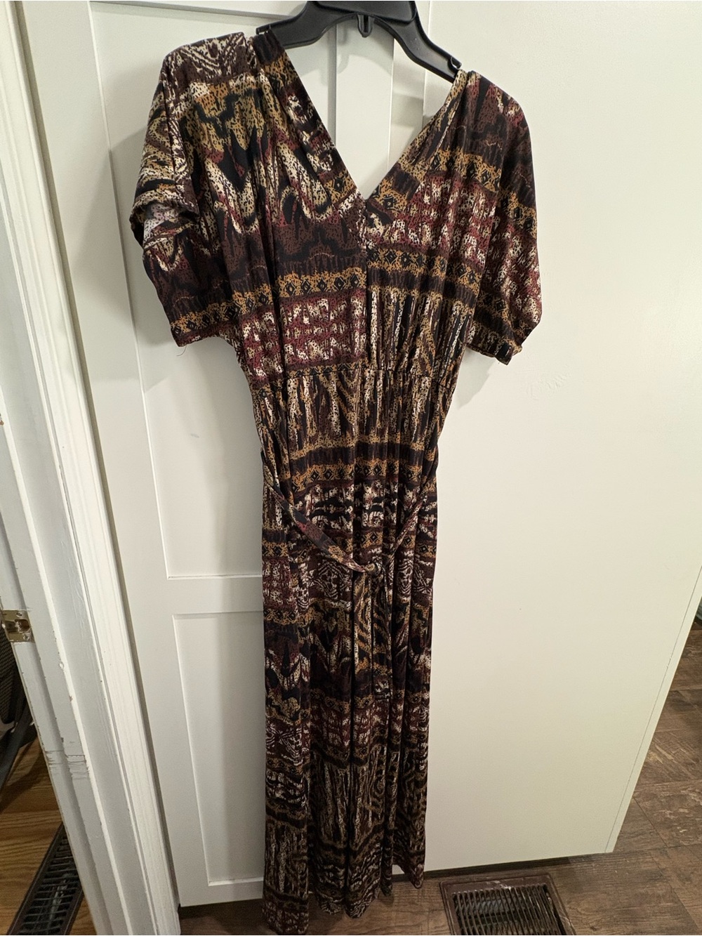 Rue21 Boho Maxi Dress in Brown and Burgundy Print